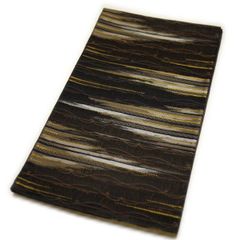 袋帯 帯 仕立て上がり袋帯（こげ茶色 縞 波）洒落袋帯 日本製 小紋から訪問着まで