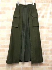 【中古】 CLANE クラネ ミリタリープリーツドッキングロングスカート カーキ 1 111422413