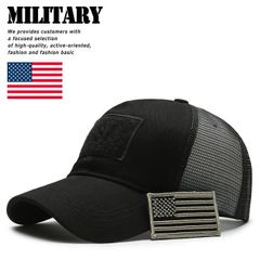 USA Military メッシュキャップ 帽子 野球帽 アウトドア メンズ レディース サバゲー キャンプ 野球 プレゼント ギフト 7987173 (ブラック×ブラック)