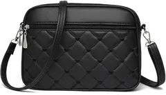 CedarEight(シダーエイト) ハート柄 キルティング ショルダーバッグ レディース おしゃれ かわいい スマホショルダー ポーチ カバン 通勤 通学 軽量 軽い 便利 旅行 多機能 シンプル 無地 撥水 コンパクト きれいめ(ブラック)