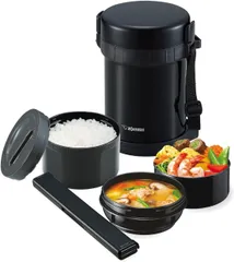 ★大容量★ 象印マホービン お弁当 約1.2合 お茶わん約3杯分 大盛サイズ ステンレスランチジャー お・べ・ん・と 電子レンジ対応 ブラック SL-GH18-BA