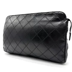 ✨良品✨ CHANEL シャネル 化粧ポーチ ハンドバッグ 小物入れ ビコローレ キルティング ココマーク ゴールド金具 ラムスキン ユニセックス レディース メンズ ブラック 黒色