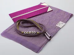 振袖用 正絹 丹後ちりめん ふくれ織 帯揚げ・帯締め・重ね衿 3点セット パープル h-462-69 