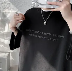 メンズTシャツ七分袖トップス（ブラックLサイズ/XLサイズ/2XLサイズ）春夏秋ゆったりおおきめ041