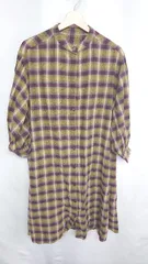 ◇ FREAK'S STORE フリークスストア チェック柄 長袖 ロング丈 ワンピース サイズF イエロー パープル レディース E  【1408060007578】