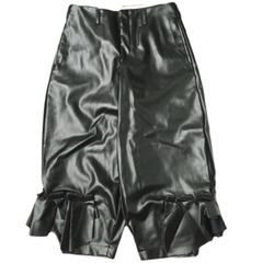 COMME des GARCONS コムデギャルソン 24AW 日本製 Ruffle Faux Leather Trousers ラッフルフェイクレザーパンツ GN-P005 S BLACK ワイド バギー ANGER 怒り ボトムス g21902