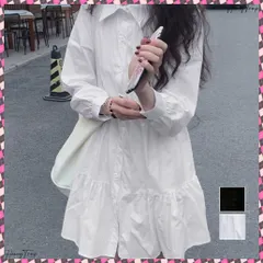 送料無料 ティアードチュニックシャツ フレアシャツ レディース ゆったりシャツワンピース 長袖 着やせ Aラインワンピース ロングシャツブラウス 体型カバーチュニックワンピ ミニワンピース長袖 大人可愛いワンピ白 春夏ブラウス韓国風