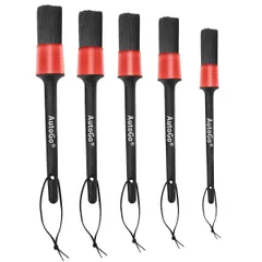 洗車ブラシ【5種類セット】【自動車整備士監修】ディテールブラシ洗車筆ストラップ付き柔らかい天然豚毛使いやすいエンジンルーム部分洗い専用洗車ブラシ洗車グッズ柔らかい隙間汚れ埃取り滑り止めハンドル