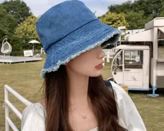 1,100,125春夏に映えるヴィンテージ風デニムバケットハット レディース 帽子 メンズ レディーズ 帽子1,100,125