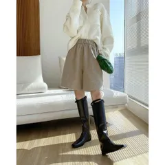 ☆ ベージュ ☆ M ☆ ウール風ハーフパンツ 5分丈 ワイドパンツ ハーフパンツ レディース ショートパンツ 半ズボン 短パン イージーパンツ ショーパン ズボン ボトムス 5分丈 ワイド ウエストゴム 膝上 ゆったり おしゃれ かわいい