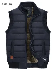 ダウンベスト ベスト メンズ 冬 春 秋 暖かい 大きいサイズ フリース裏地 厚手 パファー ジャケット ジッパーディテール付き カジュアル スタンドカラーアウター アウター 作業着 おしゃれ インナー 防寒 かっこいい メンズベスト ネイビー