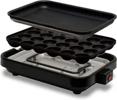 新品 東京Deco コンパクトホットプレート ブラック 本体 プレート2種 (たこ焼き 平面) 2way 赤 おすすめ おしゃれ かわいい これ1台 一台 1000w 温度 洗いやすい 1人 2人 3人 用 小型 ひとり暮らし にも A4 サイズ i001