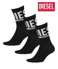 新品 未使用 並行輸入 DIESEL ディーゼル メンズ 靴下 クルーソックス 【3足セット】SKM-RAY-THREEPACK 518269【メール便】 ブラックセット