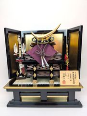 ④五月人形 御飾兜 甲冑師 一久作 屏風 金 畳 収納箱 寄木細工 兜