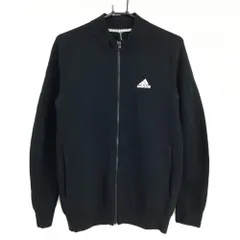 【美品】アディダス ニットジャケット 黒 ロゴシルバー メンズ  ゴルフウェア adidas