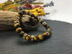 パワーストーン ブレスレット タイガーアイ  天然石ブレス （ゴールド）レディース 女性  数珠ブレス 開運 プレゼント ギフト  [4]