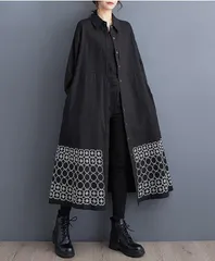 新品 2026新作 モード系　大きいサイズ レディース ロング　シンプル　長袖シャツワンピース　ワンピース　黒　シャツ　春 秋冬 新品 長袖