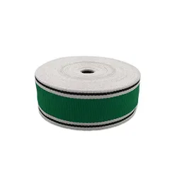 緑 トリコロールリボン ストライプグログラン 30mm レッド&ホワイト&ネイビーブルー 5M巻 手芸 服飾 ラッピング (緑)