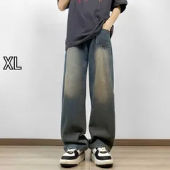 [XL]メンズ ファッション 服 男性用 オシャレ シンプル 大人 かっこいい 大きいサイズ ストリート 紳士服 レトロ ウォッシュ 加工 ダメージ タイダイ柄 ジーンズ スリム フレア ストレート ワイド レッグ ストリート パンツ 