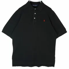 ポロゴルフラルフローレンPOLO GOLF RALPHLAUREN半袖ポロシャツ鹿の子レッドポニーロゴ刺繍ワンポイント黒ブラックvintageヴィンテージ40325