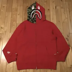 H*o様 APE シャークパーカー ジャケット 赤L 正規品 エイプ カモ シャーク パーカー 赤 Lサイズ