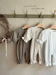 新生児着服  MONBEBE selena suit 韓国子供服 女の子 ベビー ロンパース ベビー服 ブルマ パンツ ボトム 男の子 秋 秋服 子供服 子供 キッズ ベビー 赤ちゃん 新生児 ボンネット 退院着