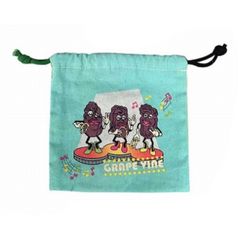 新品 🇺🇸 DRAWSTRING BAG 巾着袋【California Raisins】カリフォルニアレーズン 両面プリント POUCH ポーチ アメリカン雑貨 小物入れ 給食セット 旅行 サブバッグ 入園入学 プレゼント
