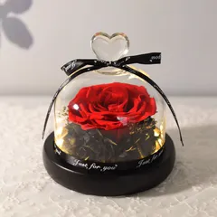プリザーブドフラワー LEDライト付き ガラスドーム バラ 1輪 ローズ 本物バラ 手作り保存花 枯れない花 永遠の花 rose 誕生日 ギフト プレゼント 母の日 父の日 結婚式 バレンタイン クリスマス お祝い 卒業式 上司 彼氏 彼女 記念日 贈り物