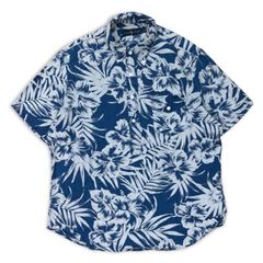 ラルフローレン 綿×麻 アロハシャツ 開襟 半袖 ブルー 美品 - メルカリ