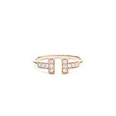 TIFFANY&Co. ティファニー リング・指輪 Tワイヤー ダイヤリング PG Au750 2.30g 0.16ct 49サイズ 10号
