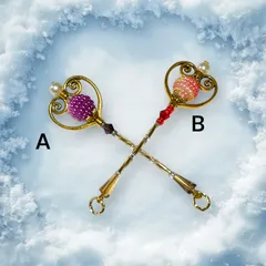 小さな魔法の杖　ゴールドハートグラデ球　ミニチュアステッキ　マジカルワンド　ブライス　リロロ・アンティーユにも◎魔女っ子　魔法使い　小物　服　ドールアクセサリー