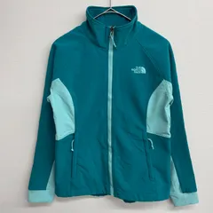THE NORTH FACE トラックジャケット フリース地 刺繍ロゴ バイカラー グリーン【レディースS】