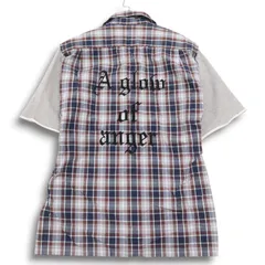 SCHLUSSEL シュリセル 春夏★ チェック リメイク加工 スウェット切替 カットオフ 半袖 シャツ Sz.3 メンズのサムネイル