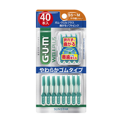 GUM曲がるソフトピック歯間ブラシやや細いタイプSS~M40本入