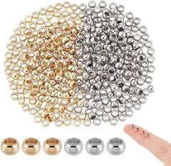 UNICRAFTALE 約400個 2色 つぶし玉 カシメ玉 かしめ玉 304ステンレス ボールチップ ビーズチップ エンドビーズ 金具 ビーズパーツ ジュエリー作り アクセサリーパーツ 基礎パーツ ハンドメイド( 2色-400個,  3mm)