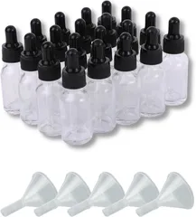 Chocople 遮光瓶 透明瓶 スポイト付き 精油 アロマオイル 詰め替え 保存用 ガラス製 漏斗付き 1滴0.1ml 20本セット(15ml)