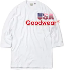 Goodwear グッドウェア 2W7-2509 USAコットン 7分袖 フットボールTシャツ WHITE