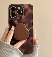 大人気⭐︎iPhoneケース ヒョウ柄grip付き iPhone 12 13 14 15 16