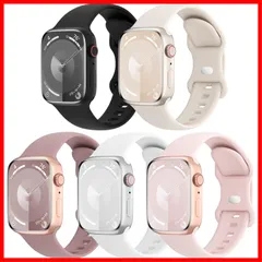 5本セット アップルウォッチ バンド コンパチブル Apple Watch バンド 38mm 40mm 41mm 42mm 44mm 45mm 46mm 49mm スポーツストラップ 交換ベルト 柔らかいシリコン素材 通気性 防水性 に対応 iWatch S