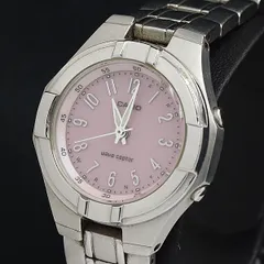 稼動 良品 カシオ 電波ソーラー ウェーブセプター LWQ-150 ラウンド ピンク文字盤 レディース腕時計 YUM 2000000 NSK