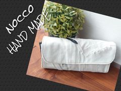 No.597【whiteDENIM✖️Long Wallet】デニムリメイク財布👖やりくり財布👛長財布💚