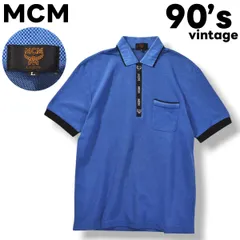 90sヴィンテージ MCM エムシーエム ハーフジップ 半袖 カノコ ポロシャツ トップス スポーツミックス カジュアル デザイナーズ モード L ブルー メンズのサムネイル
