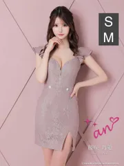 モカ [AOC3479-IV-2307] 【an /アン】総レース/ ノースリーブ/ フリルショルダー/ フロントジップ/ ジッパー/ リボン/ ワンカラー/ タイト/ ミニドレス/ キャバドレス/ ワンピース/ dress