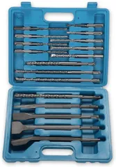 Kanoan 電動ハンマー チゼル ドリルビットセット 17本 SDSプラス シャンク コンクリートドリル タガネ ハンマービット 振動ドリル用 ハツリ DIY 工具 フラットチゼル