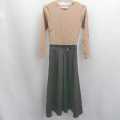 ◇ ⊇ nano universe ナノユニバース リブニット 切替 長袖 ロング ワンピース サイズ38 ブラウン レディース E  【1504240005669】