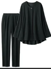 T527 ＊5L 新品 黒 セットアップ パンツ スーツ ブラック　洗えるカットソースーツ伸縮楽ちん