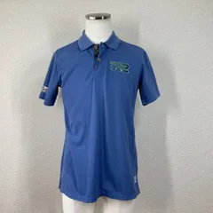 【ロサーセン】ゴルフウェア　シャツ　ブルー　L　メンズ　ストレッチ ワンポイント 半袖 綿 コットン　y2k　グランパコア　シティーボーイ