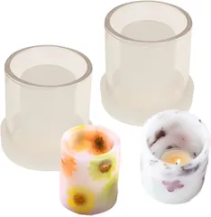 Leiasnow レジン シリコンモールド 円柱 2個セット キャンドル キャンドル作り 石鹸 型 抜き型 粘土 5x5cm 2個・クリア( 5x5cm 2個・クリア)