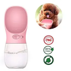 給水器 犬 ボトル 携帯用 ピンク 350ml ペット ウォーターボトル 水槽付き 水漏れ防止 BPAフリー 犬猫 散歩 旅行用品 携帯便利 衛生的 軽量タイプ FOUTAIN 宅配パ