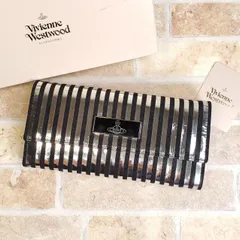 訳有未使用 ヴィヴィアン ☆ メタリック ストライプ レザー 長財布 Ella Vivienne Westwood
